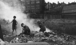 Children playing on a bombsite in London in 1954