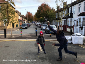 Playing cricket in the road