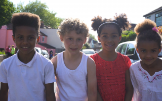 four children in the street